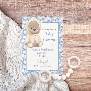 Teddy Bear Blue Boy Baby shower Kaart