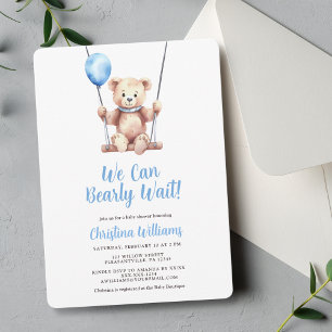 Teddy Bear Blue Boy Baby shower Kaart