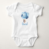 Teddy Bear Blue en Silver Balloons Baby Bodys Romper (Voorkant)