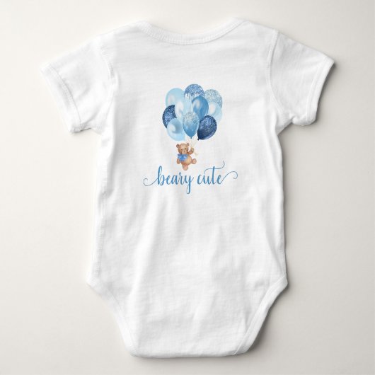 Teddy Bear Blue en Silver Balloons Baby Bodys Romper (Achterkant)