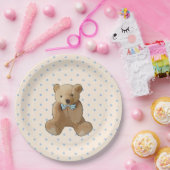 Teddy Bear Blue en Tan Polka Dotted Party Bord (Feest)