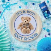 Teddy Bear Blue en Tan Polka Dotted Party Bord (Feest)
