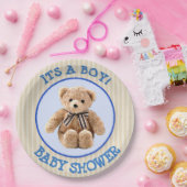 Teddy Bear Blue en Tan Polka Dotted Party Bord (Feest)