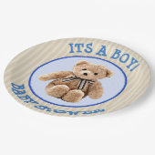 Teddy Bear Blue en Tan Polka Dotted Party Bord (Gekanteld)