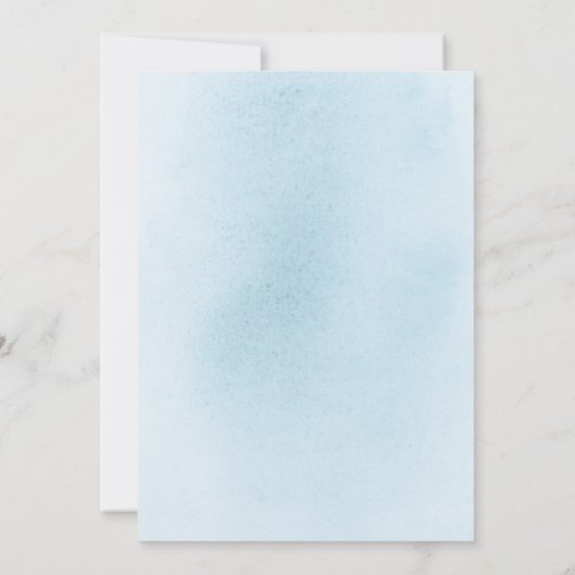 Teddy Bear Blue Flowers en Greenery Baby shower Kaart (Achterkant)