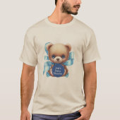 Teddy Bear Blue gepersonaliseerd Baby shower T-shi T-shirt (Voorkant)