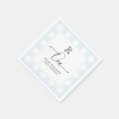 Teddy Bear Blue Gingham 1st Birthday Napkins Servet (Hoek)