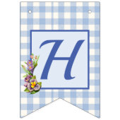 Teddy Bear Blue Gingham Gelukkige Verjaardag Vlaggetjes (Tweede vlag)