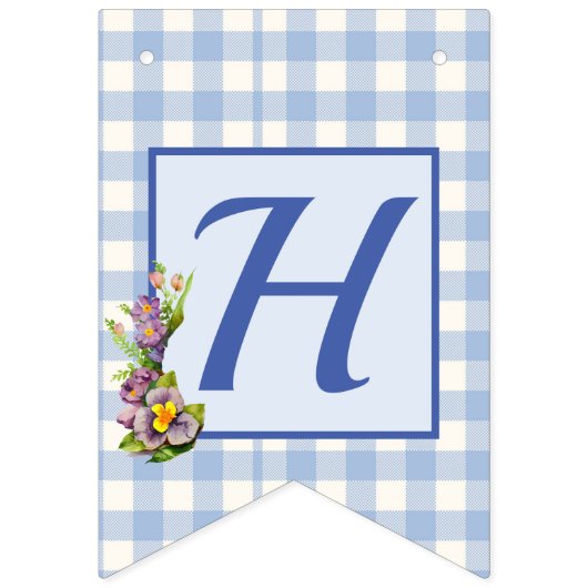 Teddy Bear Blue Gingham Gelukkige Verjaardag Vlaggetjes (Tweede vlag)