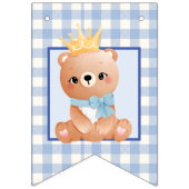 Teddy Bear Blue Gingham Gelukkige Verjaardag Vlaggetjes (Eerste vlag)