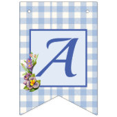 Teddy Bear Blue Gingham Gelukkige Verjaardag Vlaggetjes (Derde vlag)