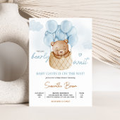 Teddy Bear Blue Hot Air Ballon Baby shower Kaart