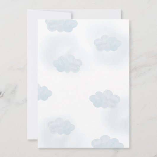 Teddy Bear Blue Hot Air Ballon Baby shower Kaart (Achterkant)