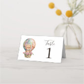 Teddy Bear Blue Hot Air Ballon Place Card Plaatskaartje (Voorkant)