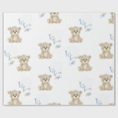 Teddy Bear Blue is Twins Baby shower Cadeaupapier (Vlak)