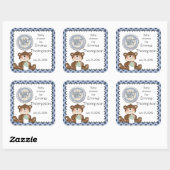 Teddy Bear Blue met Black Boy Vierkante Sticker (Vel)