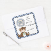 Teddy Bear Blue met Black Boy Vierkante Sticker (Envelop)