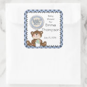 Teddy Bear Blue met Black Boy Vierkante Sticker (Tas)