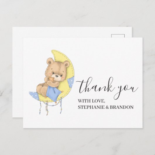 Teddy Bear BLUE Moon Hartelijk dank Briefkaart (Voorkant / Achterkant)
