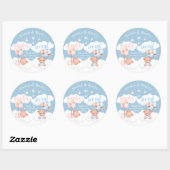 Teddy Bear Blue of Pink Gender onthullen Klassieke Ronde Sticker (Vel)