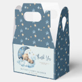 Teddy Bear Blue Over the Moon Baby shower Bedankdoosjes (Geopend)