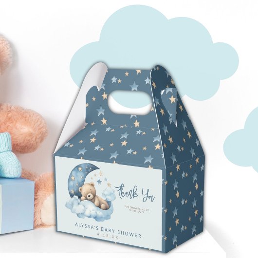 Teddy Bear Blue Over the Moon Baby shower Bedankdoosjes