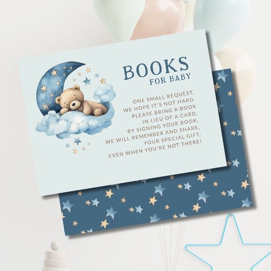 Teddy Bear Blue Over the Moon Boeken voor Baby Informatiekaartje