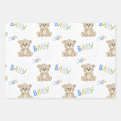 Teddy Bear Blue Polkadots Baby Boy Inpakpapier Vel (Voorkant)