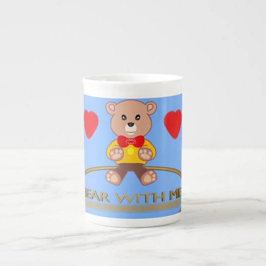 Teddy Bear Blue Porselein Kop (Voorkant)