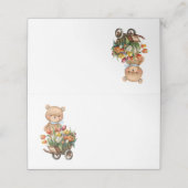 Teddy Bear Blue Rustic Floral Plaatskaartje (Buitenkant ongevouwen)