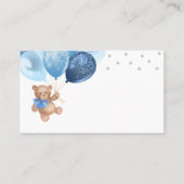 Teddy Bear Blue Silver Balloons Baby shower Plaatskaartje (Voorkant)