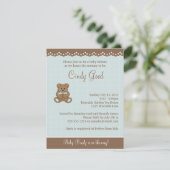 Teddy Bear Blue Small Invitation Kaart (Staand voorkant)