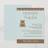 Teddy Bear Blue Small Invitation Kaart (Voorkant / Achterkant)