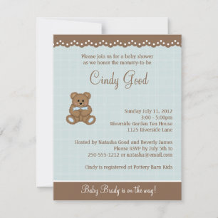 Teddy Bear Blue Small Invitation Kaart