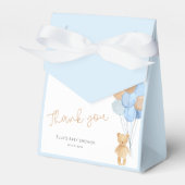 Teddy Bear Blue Tan Balloons Baby shower Bedankdoosjes (Voorkant Zijde)