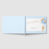 Teddy Bear Blue Tan Balloons Baby shower Gastenboek (Volledig)