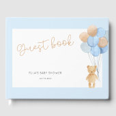 Teddy Bear Blue Tan Balloons Baby shower Gastenboek (Voorkant)