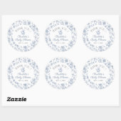 Teddy Bear Blue Toile Boy Baby shower Bedankt Ronde Sticker (Vel)