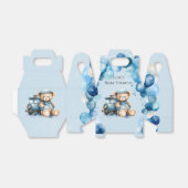 Teddy Bear Blue Train Boy Baby shower Bedankdoosjes (Uitgevouwen)