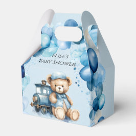 Teddy Bear Blue Train Boy Baby shower Bedankdoosjes