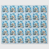 Teddy Bear Blue Train Boy Baby shower Cadeaupapier (Vlak)