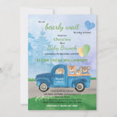 Teddy Bear Blue Truck Balloons Forest Baby shower Kaart (Voorkant)