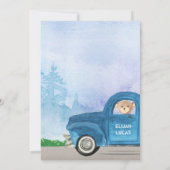 Teddy Bear Blue Truck Balloons Forest Baby shower Kaart (Achterkant)