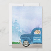 Teddy Bear Blue Truck Green Forest Boy Baby shower Kaart (Achterkant)