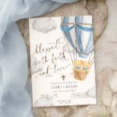 Teddy Bear Blue Tweeling Doop Uitnodiging