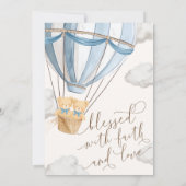 Teddy Bear Blue Twins Christening Invitation Kaart (Achterkant)