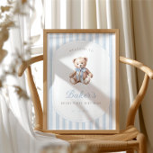 Teddy Bear Blue Verjaardag Welkomstbord Poster