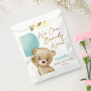 Teddy Bear Blue We kunnen bijna wachten op Baby sh Bedankzakje