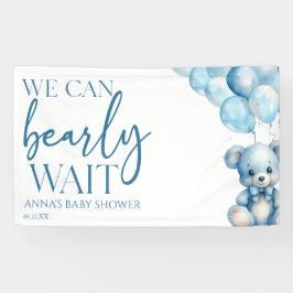Teddy Bear Blue We kunnen bijna wachten op Baby sh Spandoek