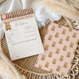 Teddy Bear Blush Roze Baby shower Voorspellingsspe